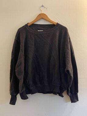 American Eagle Outfitters Black Oversized Sherpa-Lined Pullover